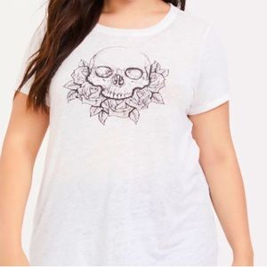 Torrid Burnout Skull Graphic Cap Sleeves T-shirt Sz 2  (2x/18-20) pre-loved